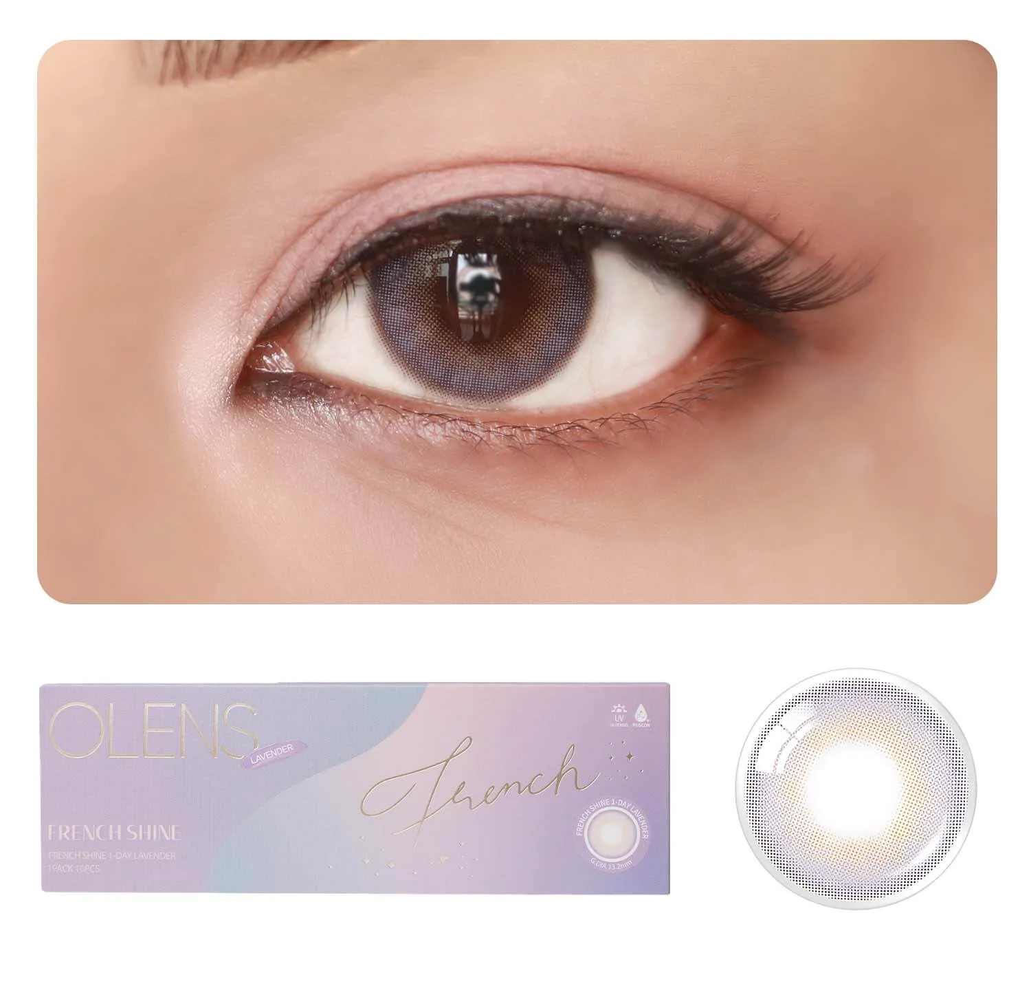 OLENS Daily Color Contact Lens - Box - French Shine Lavender