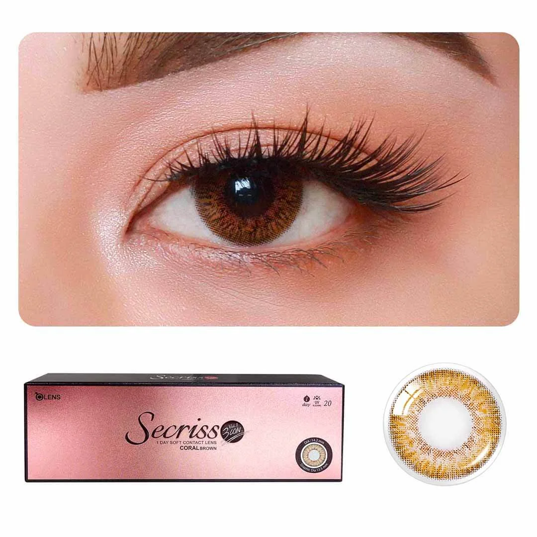 OLENS Daily Color Contact Lens - Box - Secriss Coral Brown