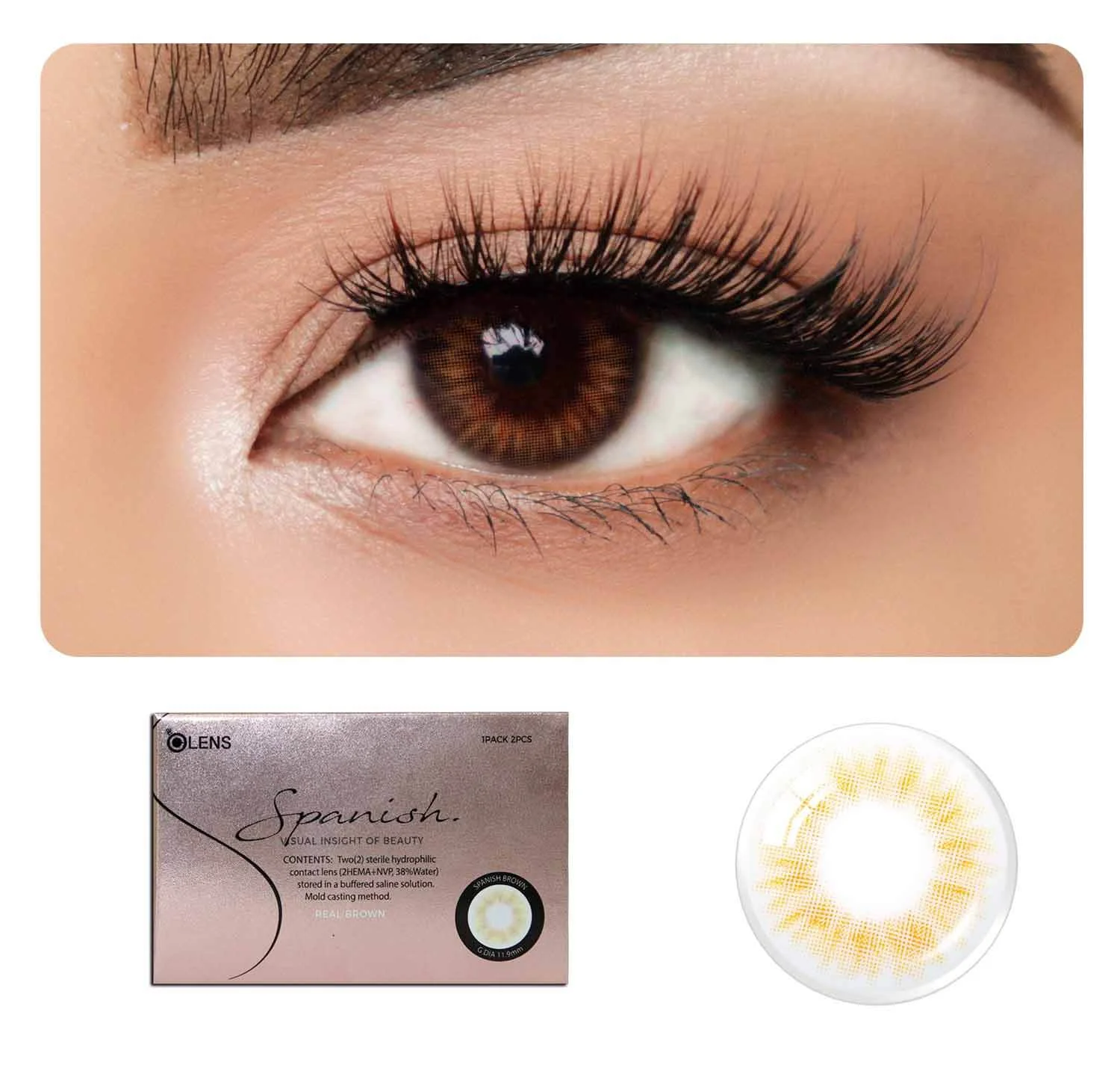 OLENS Daily Color Contact Lens - Box - Spanish Brown
