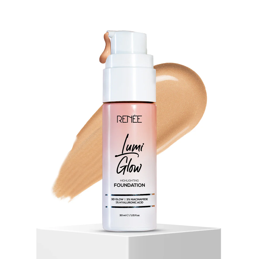 RENEE Lumi Glow Highlighting Liquid Foundation With Dewy Finish, Buildable Coverage & 3D Glow - Luminous Sand
