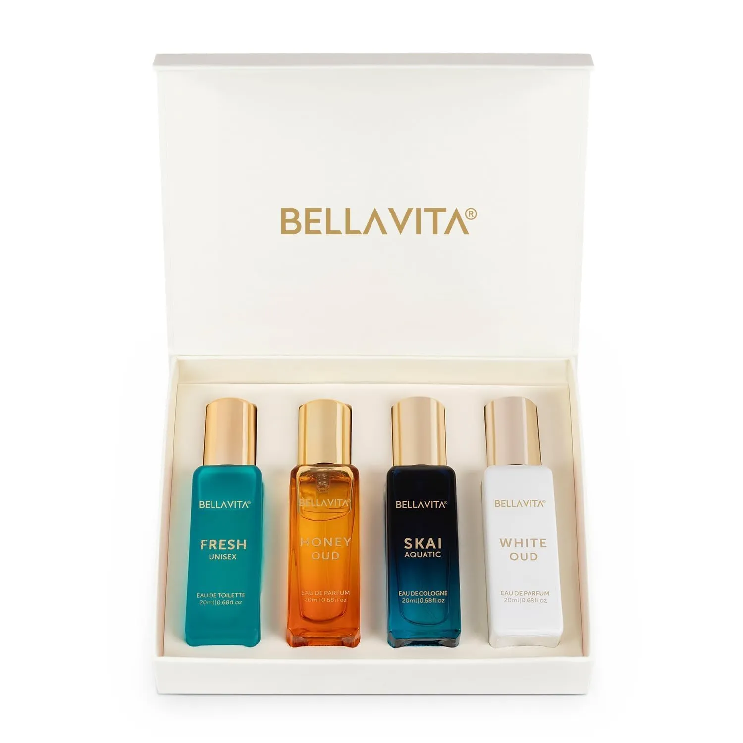 Bella Vita Luxury Long Lasting Unisex Perfume Gift Set | Perfume for Man | Gifts for Woman | 4x20ml | Woody, Aquatic & Sweet Premium Fragrance