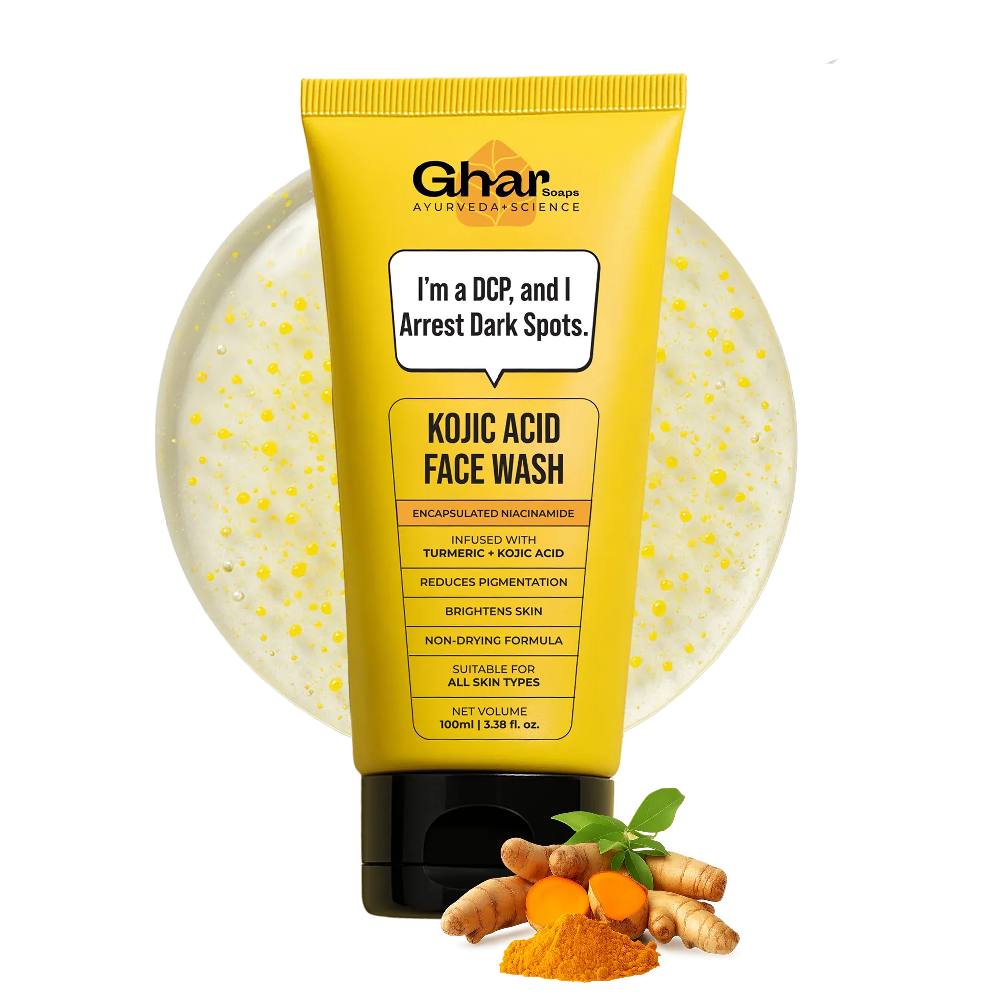 Ghar Magic De-Tan Facewash With Saffron & Glutathione 100ml | Tan Removal, Brightening and Glowing Skin I For All Skin Type I For Men & Women - Kojic Acid Facewash